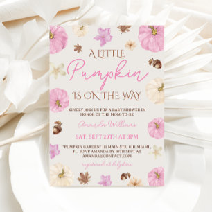 Kleine Pompoen Roze Baby Shower Kaart