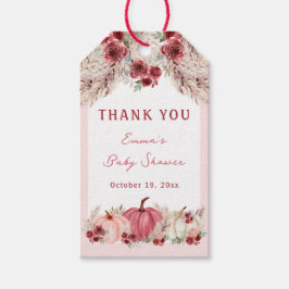 Kleine Pompoen Roze Baby shower Marsala labels Cadeaulabel