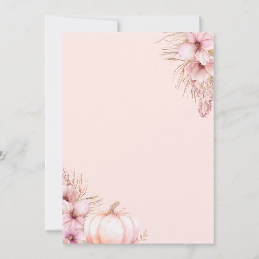 Kleine Pompoen Roze Bloemen Meisje Herfst 2e Verja Kaart (Achterkant)