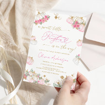 Kleine pompoen roze bloemenmeisje Baby shower