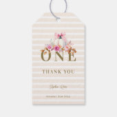 Kleine Pompoen Roze Bow Rozen 1e Elegante Verjaard Cadeaulabel (Achterkant)