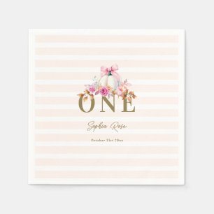 Kleine Pompoen Roze Bow Rozen 1e Elegante Verjaard Servet