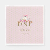 Kleine Pompoen Roze Bow Rozen Stippen 1e Verjaarda Servet (Voorkant)