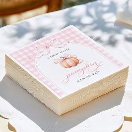 Kleine Pompoen Roze Gingham Strik Baby Shower Servet