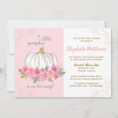 Kleine Pompoen Roze Goud Herfst Meisje Baby Shower Kaart (Voorkant)
