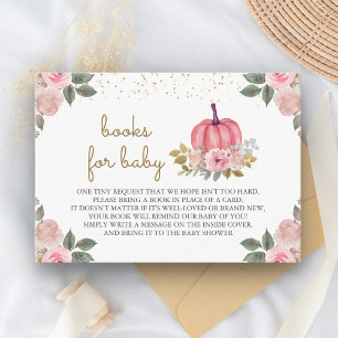 Kleine Pompoen Roze Gouden Bloemen Boek Verzoek Informatiekaartje
