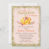 Kleine Pompoen Roze Gouden Glitter Herfst Baby Sho Kaart (Voorkant)