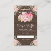 Kleine pompoen roze goudkleurige houtluier Raffle Informatiekaartje (Voorkant)