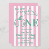 Kleine pompoen roze groene Herfst Herfst 1e Verjaa Kaart (Voorkant / Achterkant)