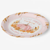 Kleine pompoen roze Herfst herfst meisje Baby show Papieren Bordje (Gekanteld)