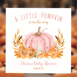Kleine pompoen roze Herfst meisje Baby shower serv Servet