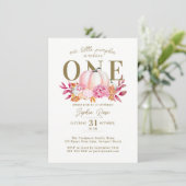 Kleine Pompoen Roze Hydrangea 1e Elegante Verjaard Kaart (Staand voorkant)