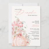 Kleine Pompoen Roze lint Herfst Oktober baby showe Kaart (Voorkant)