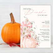 Kleine Pompoen Roze lint Herfst Oktober baby showe Kaart