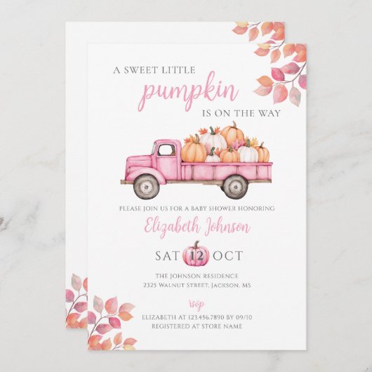 Kleine pompoen roze meisje Baby shower alles in éé Kaart (Voorkant / Achterkant)