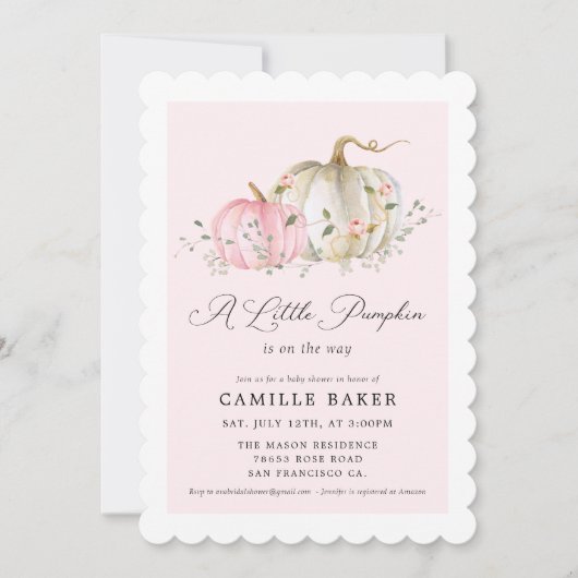 Kleine pompoen roze meisje Baby shower Kaart (Voorkant)