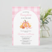 Kleine pompoen roze meisje Baby shower Kaart (Staand voorkant)
