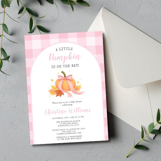 Kleine pompoen roze meisje Baby shower Kaart