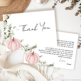Kleine Pompoen Roze Meisje Herfst Baby shower Bedankkaart