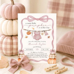 Kleine Pompoen Roze Meisje Valentijn Baby Shower Kaart