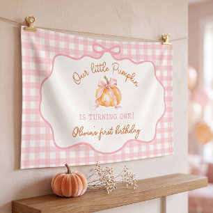 Kleine Pompoen Roze Meisje Verjaardag Spandoek