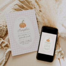 Kleine Pompoen Roze Meisjes Baby Shower Uitnodigin