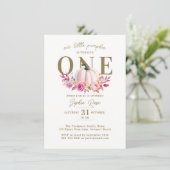 Kleine pompoen roze rozen 1e elegante verjaardag kaart (Staand voorkant)