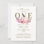 Kleine pompoen roze rozen 1e elegante verjaardag kaart (Voorkant)