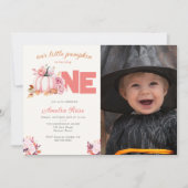 Kleine pompoen roze rozen herfst bladeren 1e verja kaart (Voorkant)