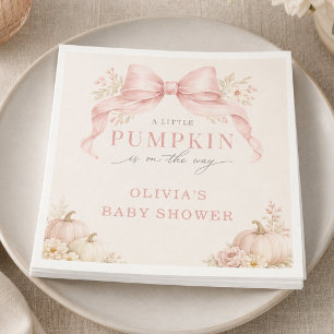 Kleine Pompoen Roze Strik Baby Shower Servet