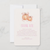Kleine pompoen, roze strik, Coquette bedankkaart (Voorkant)