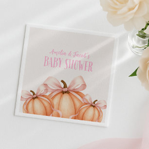 Kleine pompoen, roze strik, Coquette party servett Servet