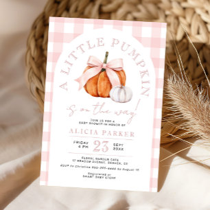 Kleine pompoen roze strik meisje baby shower kaart