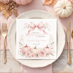 Kleine Pompoen Roze Strik Meisje Baby Shower Servet