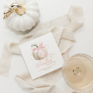 Kleine Pompoen Roze Strik Persoonlijke Baby Shower Servet