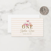 Kleine Pompoen Roze Strikrozen 1e Verjaardag Elega Notitiekaartje (Voorkant / Achterkant in situ)