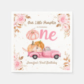 Kleine Pompoen Roze Vrachtwagen Meisje Herfst 1e V Servet (Voorkant)