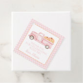 Kleine Pompoen roze vrachtwagen plaid 1e verjaarda Bedankjes Labels (In situ)