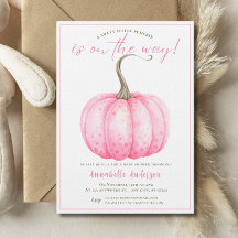Kleine Pompoen Roze waterverf Meisje Baby Shower