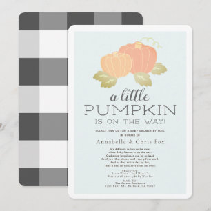 Kleine Pompoen Roze Zwarte Baby Shower per Post Kaart