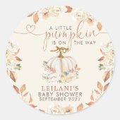 Kleine pompoen rustiek Baby shower Ronde Sticker (Voorkant)