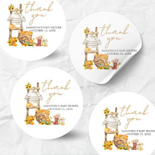 Kleine pompoen rustiek Baby shower Ronde Sticker