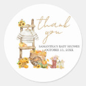 Kleine pompoen rustiek Baby shower Ronde Sticker (Voorkant)