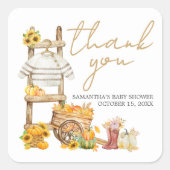 Kleine pompoen rustiek Baby shower Vierkante Sticker (Voorkant)