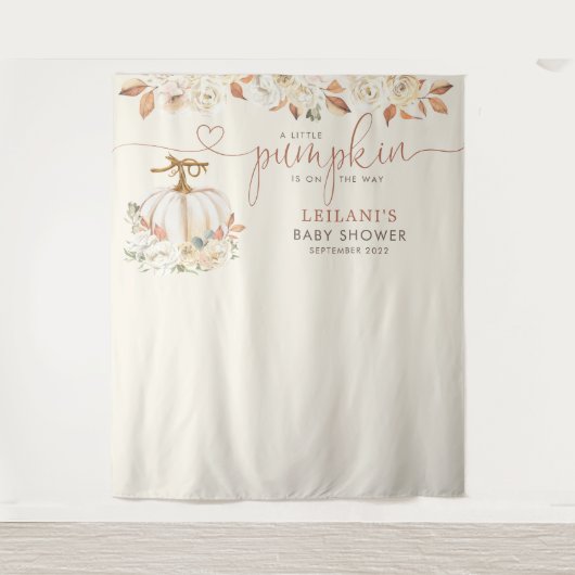 Kleine pompoen rustiek Baby shower Wandkleed (Voorkant)