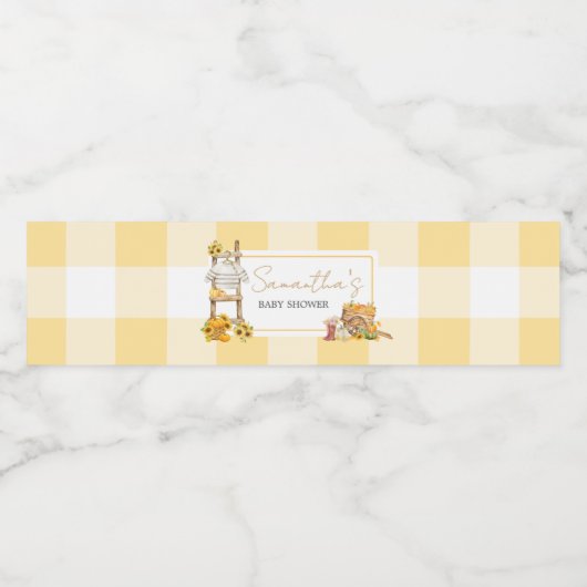 Kleine pompoen rustiek Baby shower Waterfles Etiket (Enkel label)