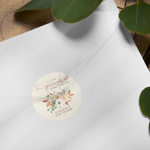 Kleine pompoen rustiek bloemig Baby shower Ronde Sticker