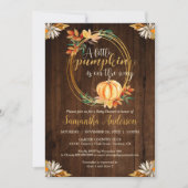 Kleine pompoen rustiek hout Baby shower herfstblad Kaart (Voorkant)