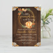 Kleine pompoen rustiek hout Baby shower herfstblad Kaart (Staand voorkant)
