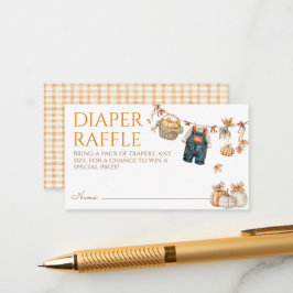 Kleine Pompoen Rustieke Baby Shower Luier Raffle Informatiekaartje